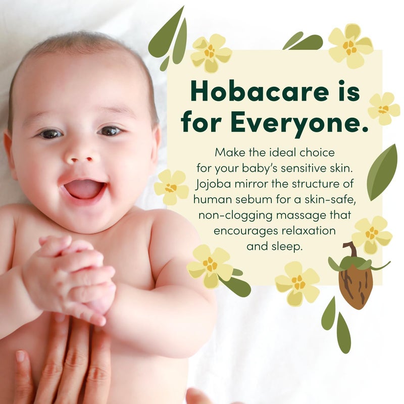 HobaCare Organic Jojoba Baby Oil with Pump â€“ 100% Pure Natural Unrefined Unscented Cold Pressed Jojoba Oil for Baby Hair, Infant Skin, Body Care (4.22 oz) - Image 1